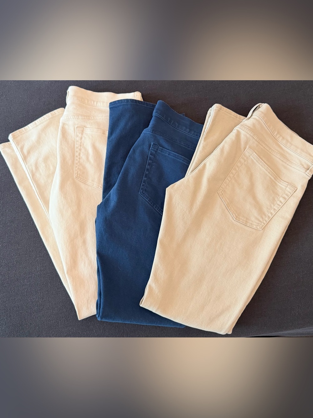 J. Crew Men’s 484 Jeans Chino’s in Navy and Beige and Cream - Lot of 3